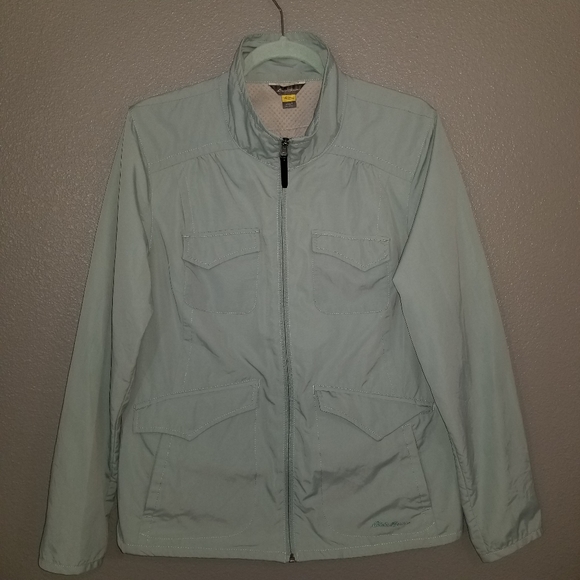 Veste coupe-vent Eddie Bauer Travex taille XS vert manches roulantes évents voyage Veste coupe-vent Eddie Bauer Travex taille XS vert manches roulantes évents voyage
